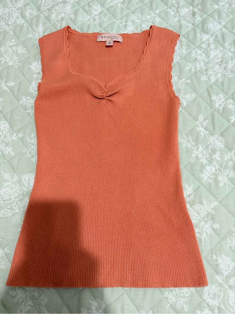 Philosophy Rust-Orange Ribbed Twist-Front Tank - Picture 6 of 6